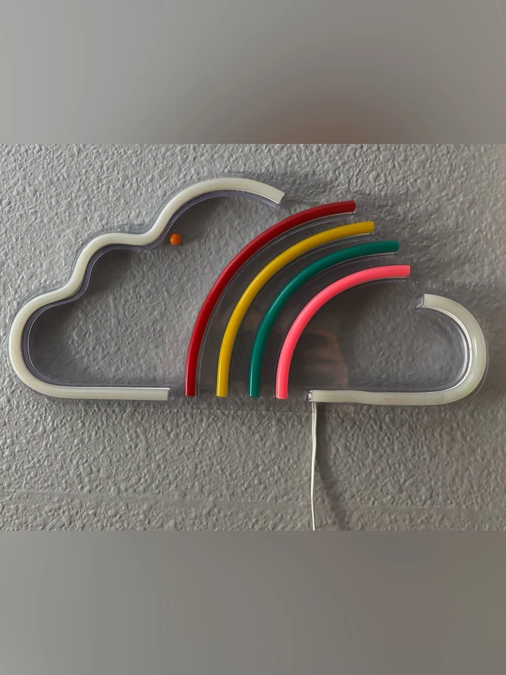 Rainbow Cloud/PEACE White LED Wall Light| MultI CLR Neon Accent.